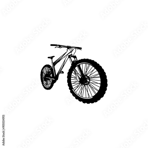 bicycle front view right side black and white vector line art