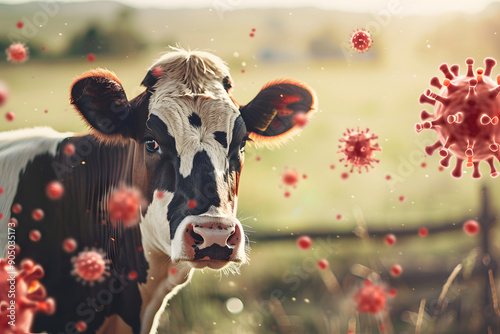 Bird flu outbreak, Avian influenza, H5N1 epidemic pandemic danger, sick cows