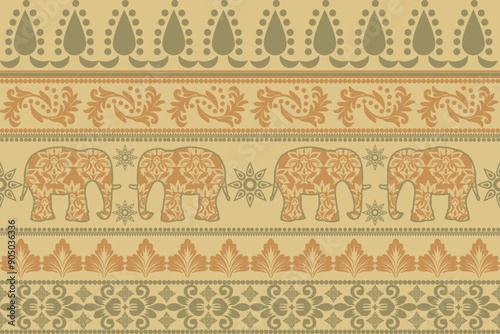 Floral background with handmade and seamless geometric oriental design. The original composition consists of brown and green colors. Including backgrounds, carpets, wallpaper, clothing.