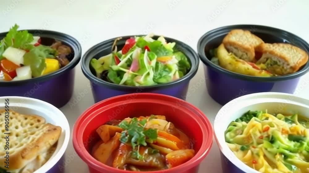 An array of vibrant, healthy food bowls, showcasing fresh ingredients in a visually appealing dining setting An array of vibrant, healthy food bowls, showcasing fresh ingredients in a visually appealing dining setting