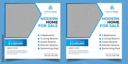 Real estate home sale social media post square banner design template For digital marketing. with elegant, abstract, Business.
