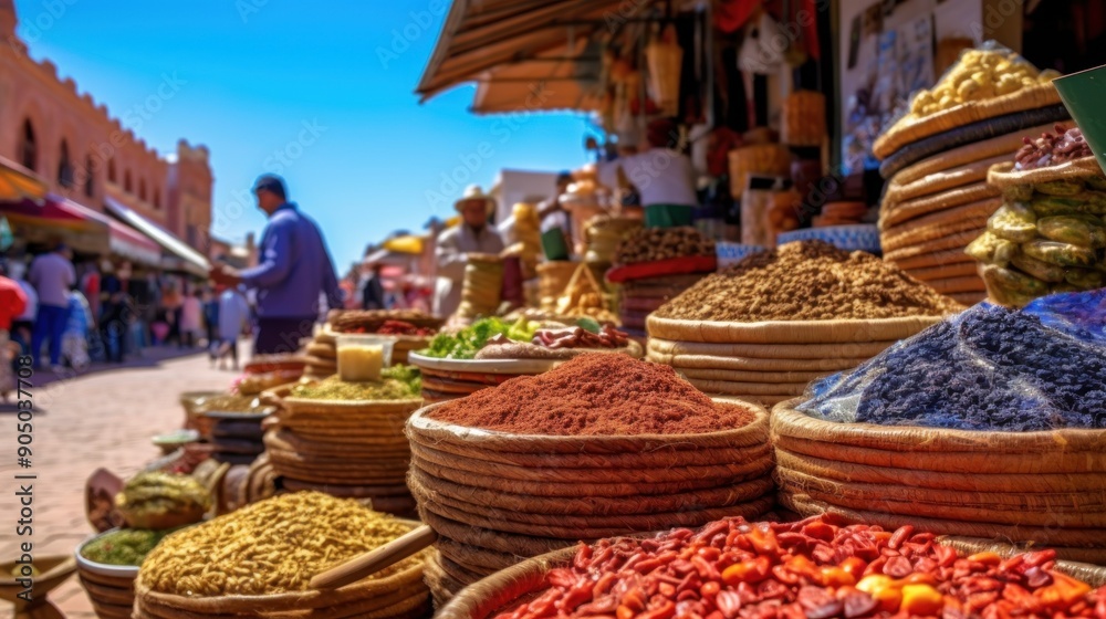 Fototapeta premium Vibrant Spices in a Moroccan Market