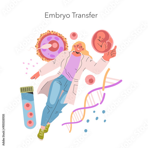 Test Tube Babies. Flat Vector Illustration