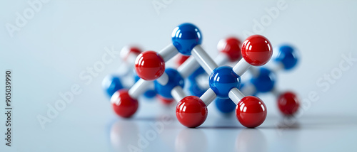 Detailed 3D model of a polymer molecule showcasing the bonds between atoms for use in scientific research, educational content, and technology presentations. Polymer molecule model