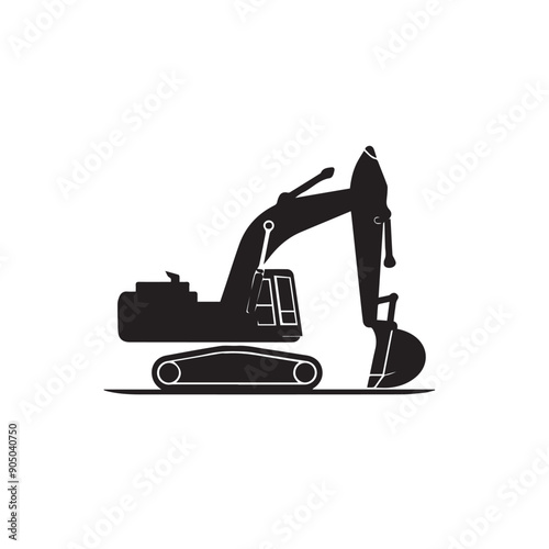 CRAWLER CRANE in cartoon, doodle style . Image for t-shirt, web, mobile apps and ui. Isolated 2d vector illustration in logo, icon, sketch style, Eps 10, black and white. AI Generative