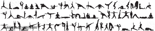 yoga people silhouette collection  different meditating pose