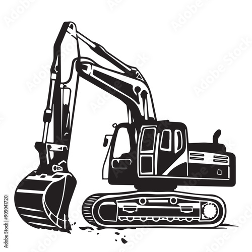 CRAWLER CRANE in cartoon, doodle style . Image for t-shirt, web, mobile apps and ui. Isolated 2d vector illustration in logo, icon, sketch style, Eps 10, black and white. AI Generative