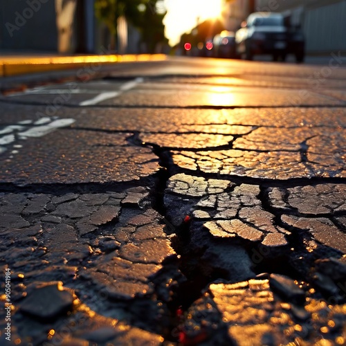 patched asphalt a surface with visible patches and repairs indic photo