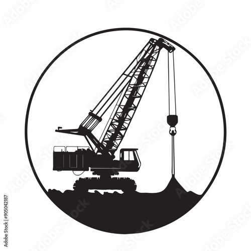 CRAWLER CRANE in cartoon, doodle style . Image for t-shirt, web, mobile apps and ui. Isolated 2d vector illustration in logo, icon, sketch style, Eps 10, black and white. AI Generative