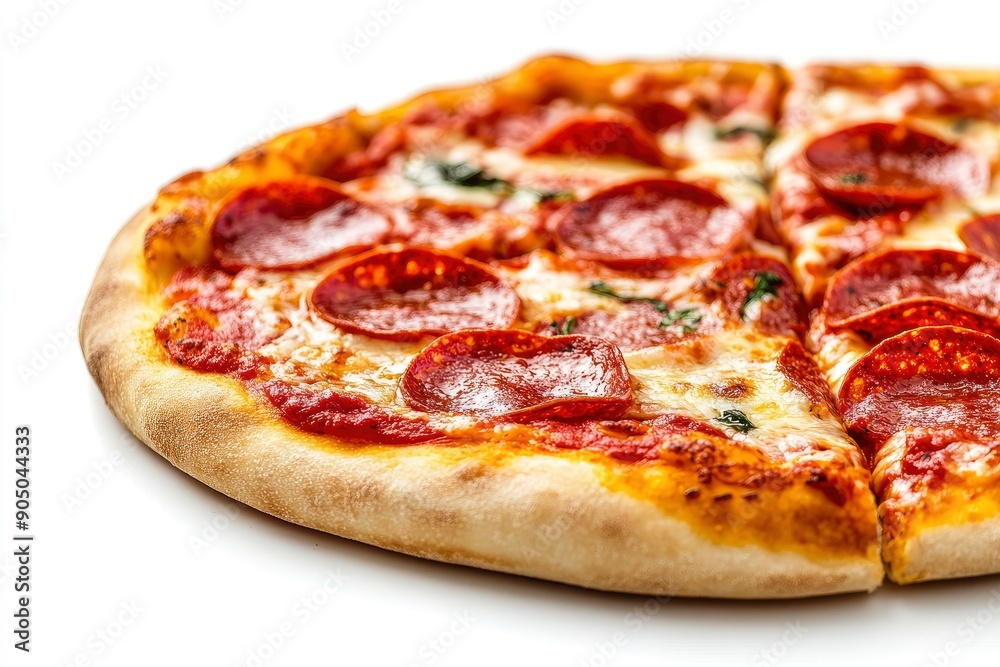 Pizza Pepperoni, isolated on white background, full depth of field , ai Pizza Pepperoni, isolated on white background, full depth of field , ai