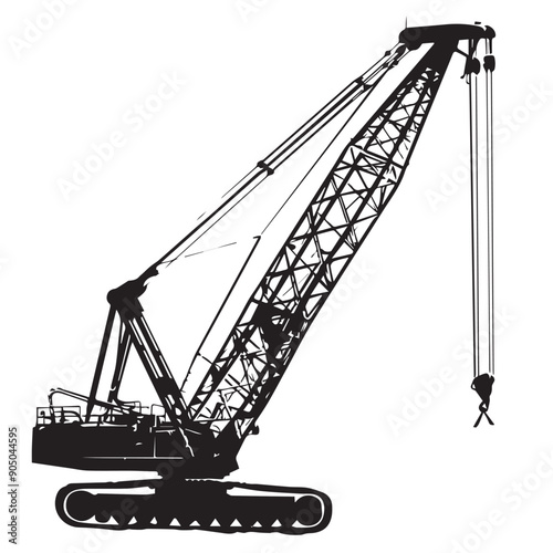 CRAWLER CRANE in cartoon, doodle style . Image for t-shirt, web, mobile apps and ui. Isolated 2d vector illustration in logo, icon, sketch style, Eps 10, black and white. AI Generative