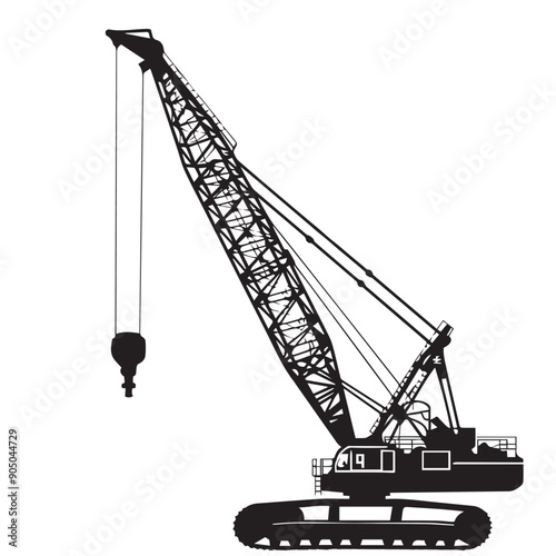 CRAWLER CRANE in cartoon, doodle style . Image for t-shirt, web, mobile apps and ui. Isolated 2d vector illustration in logo, icon, sketch style, Eps 10, black and white. AI Generative