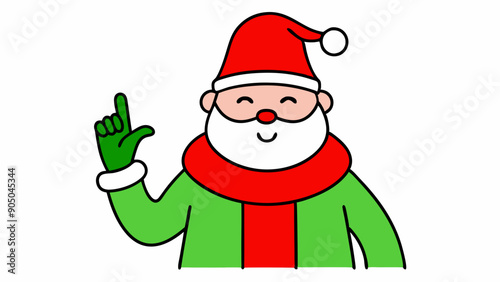 Vector Line Art of Stupefied Santa Making Okay Gesture