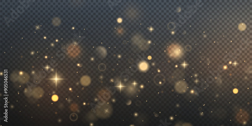 Christmas background. Powder PNG. Magic shining dust. Fine, shiny dust bokeh particles fall off slightly. Fantastic shimmer effect.