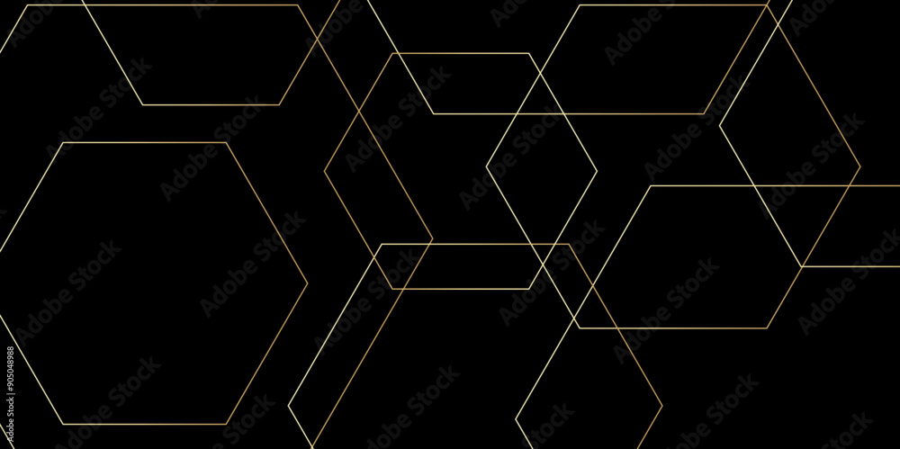 Hexagon geometric on a black background. Geometric abstract background with simple Hexagon elements. clean and modern science chemical theme background. hexagon geometric pattern vector illustration