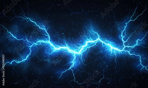 On black, lightning light effect with lightning electric natural thunder magic overlay