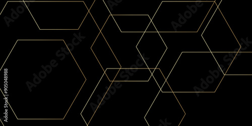 Hexagon geometric on a black background. Geometric abstract background with simple Hexagon elements. clean and modern science chemical theme background. hexagon geometric pattern vector illustration