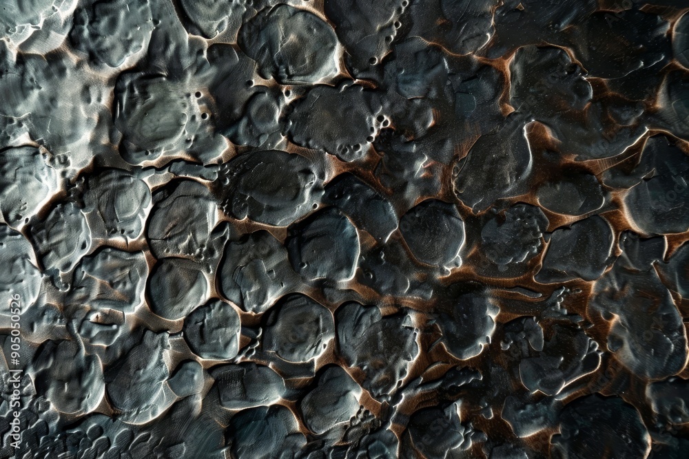 Detailed view of a black metal surface with hammered texture, Hammered metal with a textured surface and handcrafted feel Detailed view of a black metal surface with hammered texture, Hammered metal with a textured surface and handcrafted feel