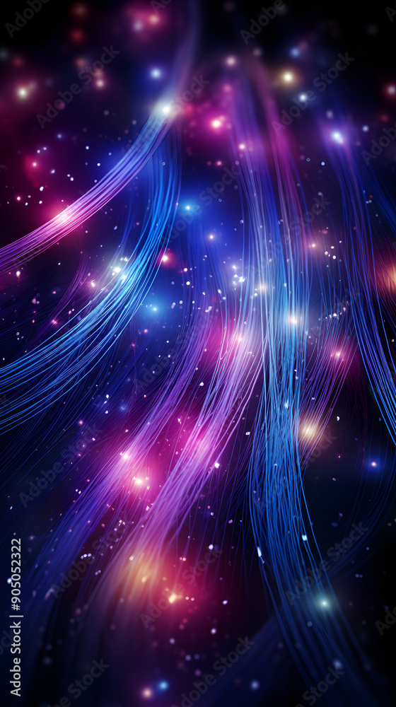 Obraz premium Digital color optical fiber luminescent cable abstract graphic poster background