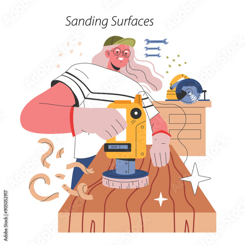 Woodworking DIY. Flat Vector Illustration
