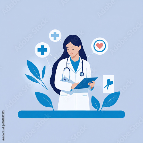 Women doctor body profile in vector art illustration style