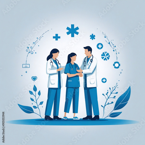 Three doctor standing together showcasing teamwork and professionalism