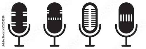 Microphone icon set. Vector mic icon symbol set. Podcast microphone web icons. Vector illustration. EPS 10