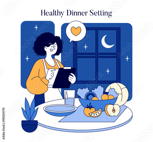 Night Wellness. Flat Vector Illustration