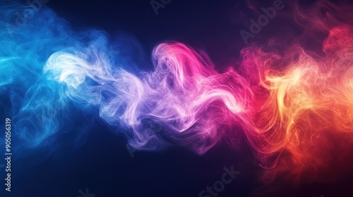 colorful glowing smoke on dark blue background