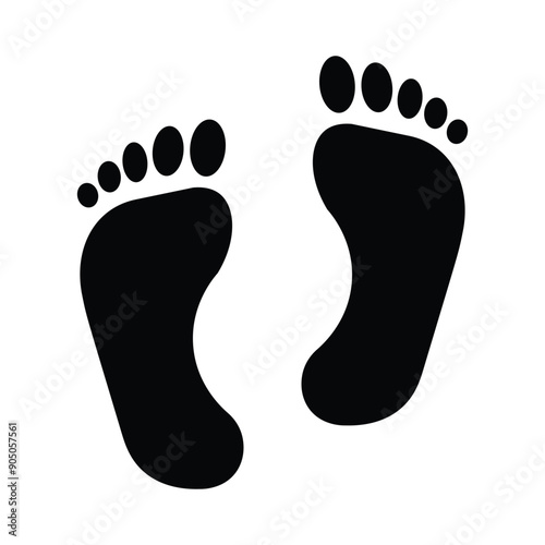 human foot prints. simple bare feet print symbol. transparent png and vector illustration.