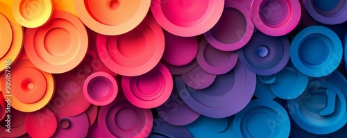 Layered circles, colorful gradients, flat design illustration