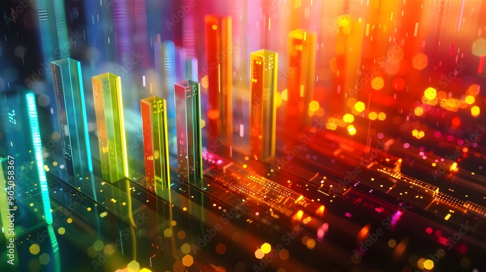 A vibrant urban night scene filled with colorful lights and bokeh effects A vibrant urban night scene filled with colorful lights and bokeh effects