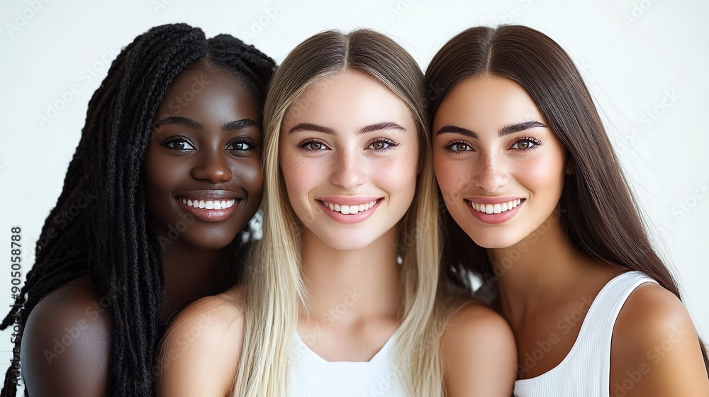 Group of Smiling Women with Diverse Backgrounds in Studio Portrait Group of Smiling Women with Diverse Backgrounds in Studio Portrait