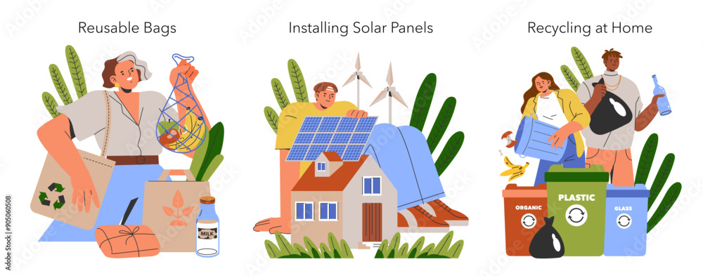 Εκτύπωση καμβά Sustainability Lifestyle. Flat Vector Illustration