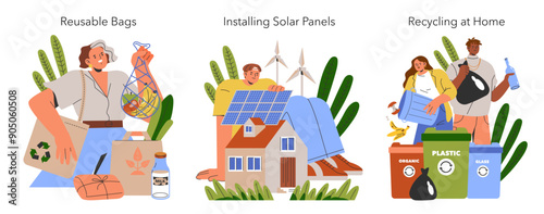 Sustainability Lifestyle. Flat Vector Illustration