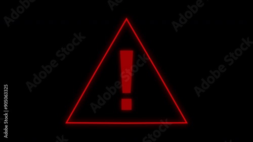 DIgital HUD Alert Icon, 4K footage. Digital Alert Icon, 4K footage. Red danger attention icon.