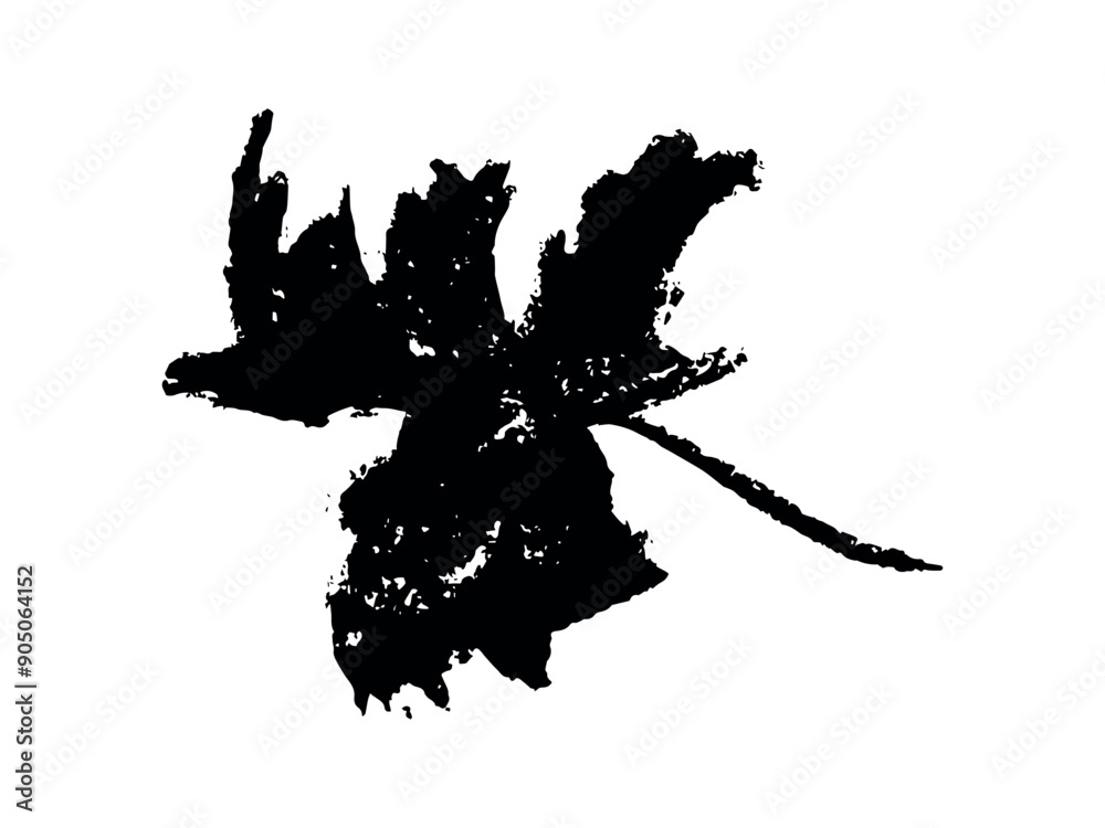 Fototapeta premium Vector grape leaf sketch in coal hand-drawn graphic style. Retro drawing of black leaf on white background. Logo design, winery sign, vineyard emblem, alcohol bar symbol. Old-fashioned icon.