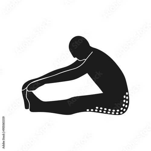 Stretching Exercise Icon to stretch gluteal, hamstrings and abductors on the floor.