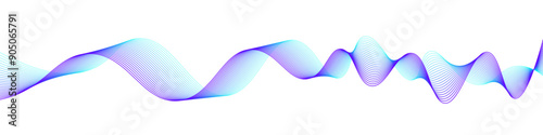 Vector wave dynamic music lines. Blue-violet abstract lines. Sound waves on transparent background for your design