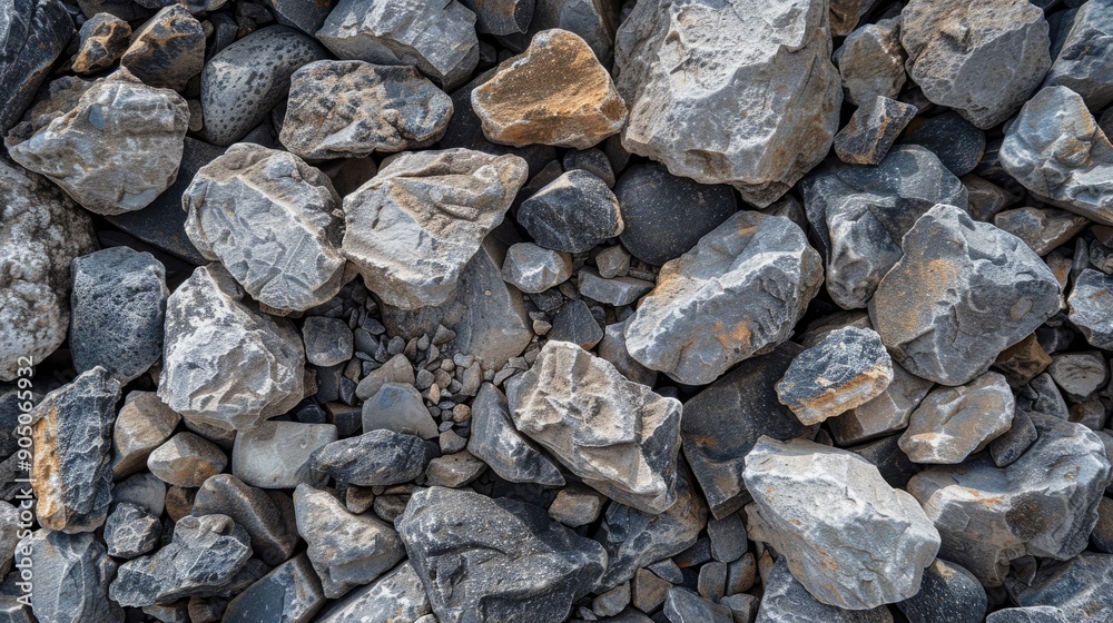 Crushed natural stone pile on the ground close up Crushed natural stone pile on the ground close up