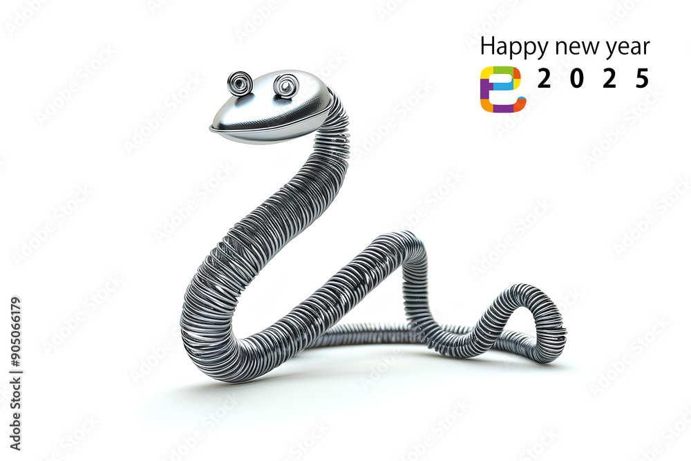 Fototapeta premium 針金細工のヘビくん（文字入り）