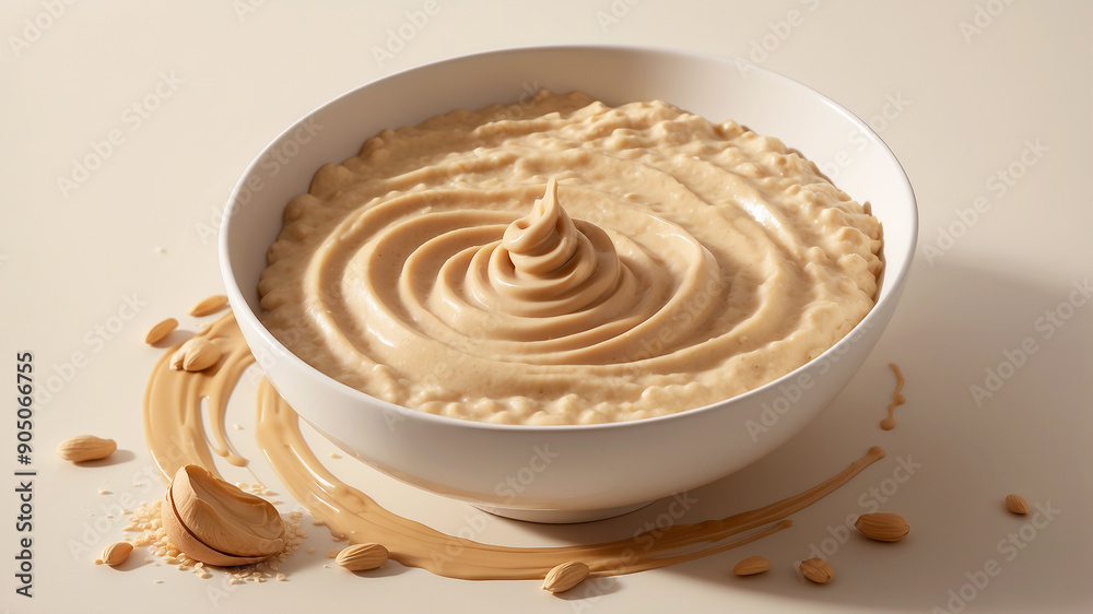 peanut butter being swirled into a bowl of oatmeal, with the creamy, golden spread blending into the texture of the oats peanut butter being swirled into a bowl of oatmeal, with the creamy, golden spread blending into the texture of the oats