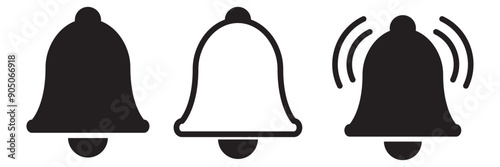 Notification bell icon set. Alarm symbol. Ringing bells reminder icon , incoming inbox message sign. Web icons collection set. Vector illustration.