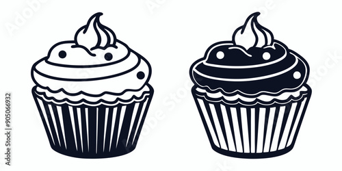 Sweet Cupcake Silhouettes Outline Designs for Baking Inspiration