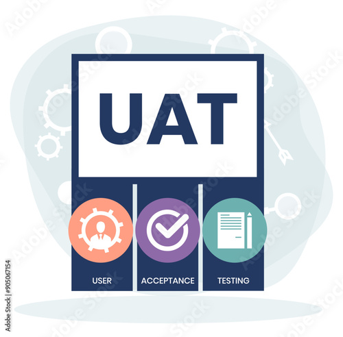 UAT or User Acceptance Testing for testing program in software development life cycle of concept design with illustration design on isolated white background