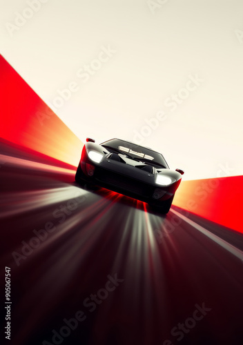 Sport car drifting on the motion road.