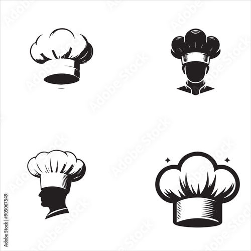 silhouette of clean vector Chef Hat isolated on white background  