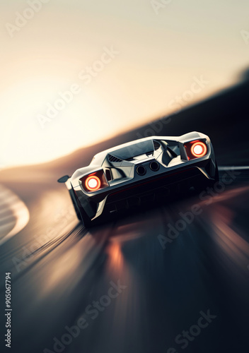 Sport car drifting on the motion road.