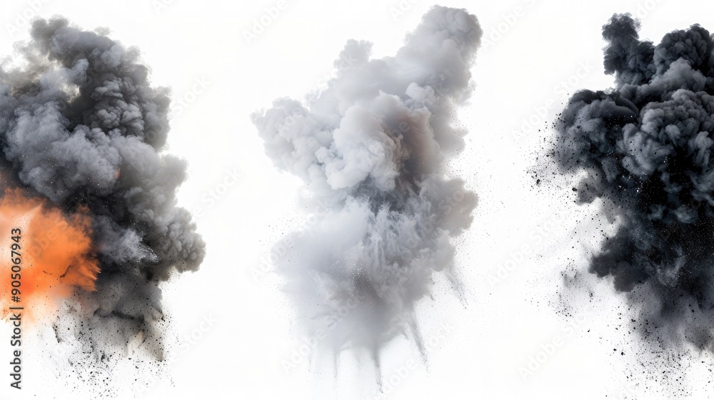 Dynamic Explosion Cloud Against White Background Captured in Detail