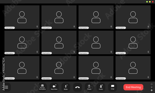 Video conference user interface, video conference calls window overlay.